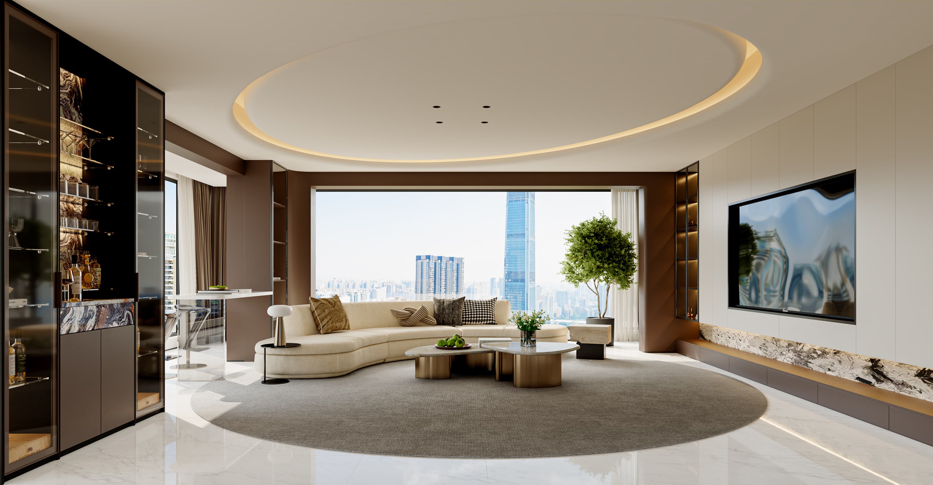 Modern apartment with city view