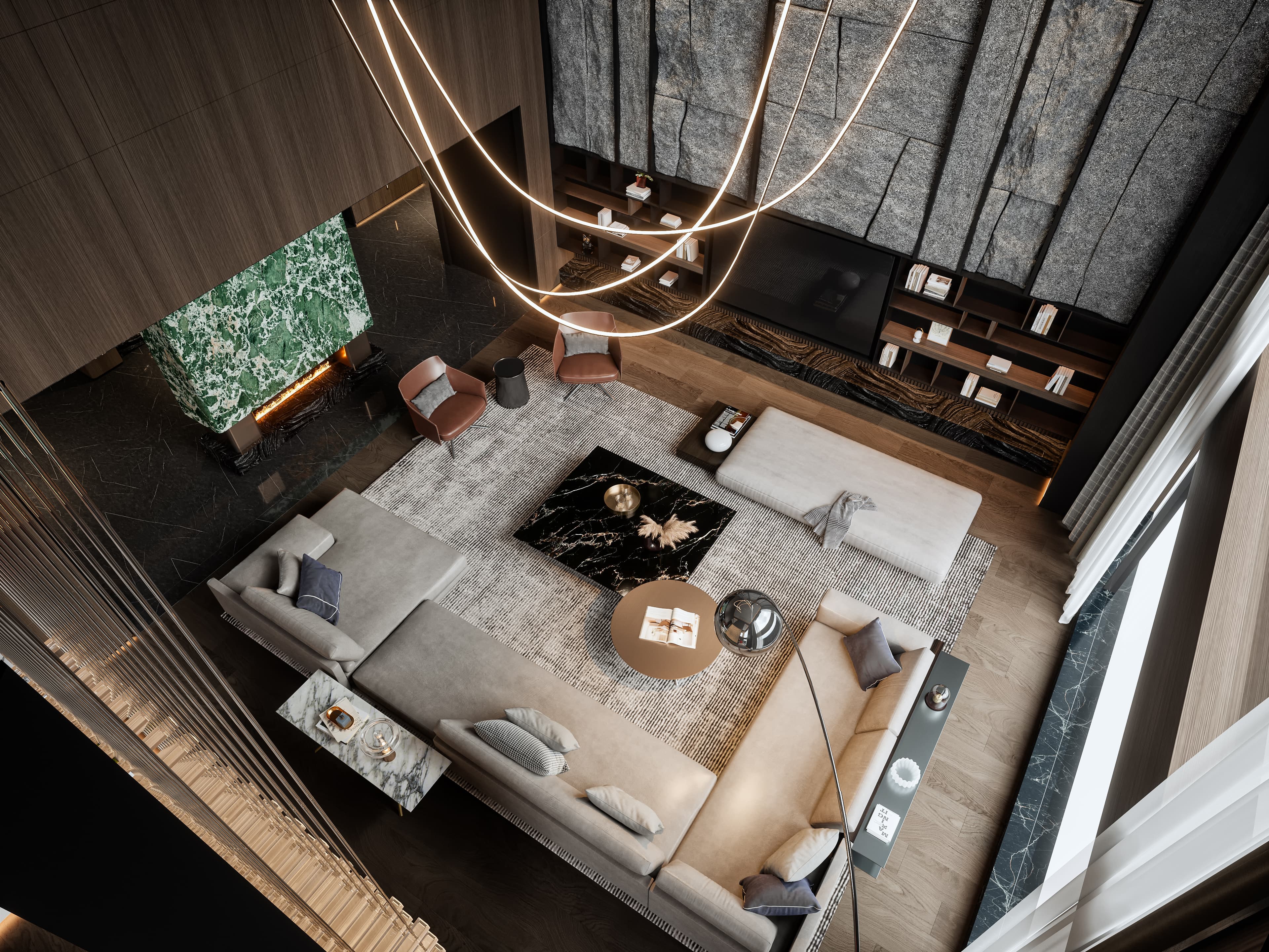 Aerial luxury living room